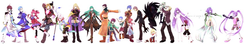 sophie, asbel lhant, cheria barnes, pascal, hubert ozwell, and 10 more (tales of and 2 more) drawn by lydi_(dd)