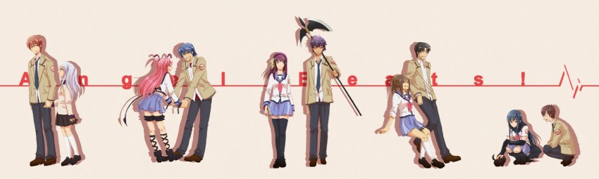 tachibana kanade, nakamura yuri, yui, hinata hideki, otonashi yuzuru, and 5 more (angel beats!) drawn by bogu