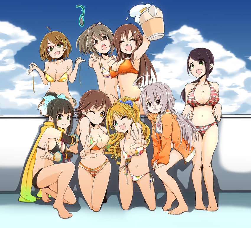 honda mio, hoshi syoko, hino akane, himekawa yuki, hori yuko, and 3 more (idolmaster and 1 more) drawn by owerk