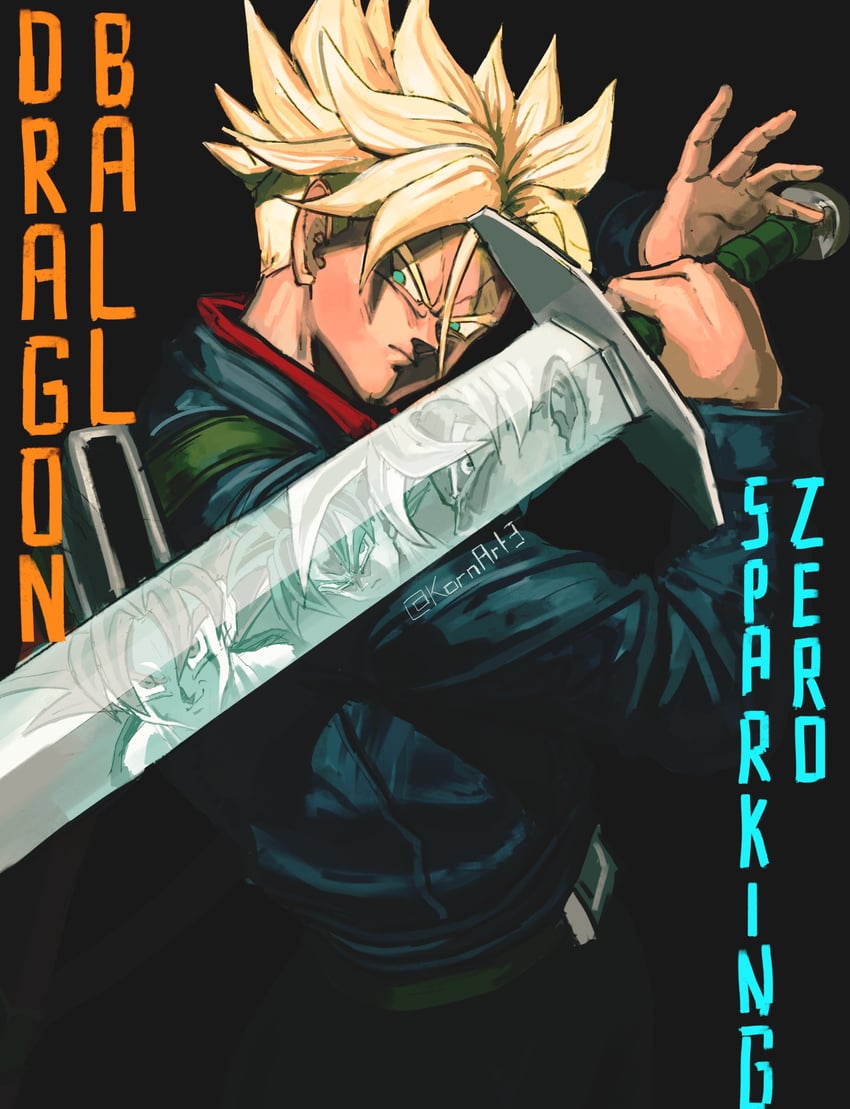 son goku, son gohan, and trunks (dragon ball and 1 more) drawn by kornart