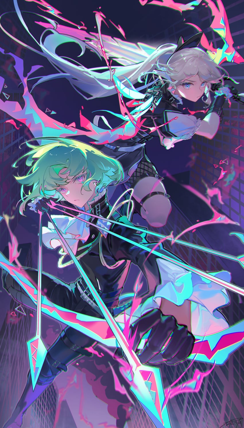 kiana kaslana and lio fotia (honkai and 2 more) drawn by asona