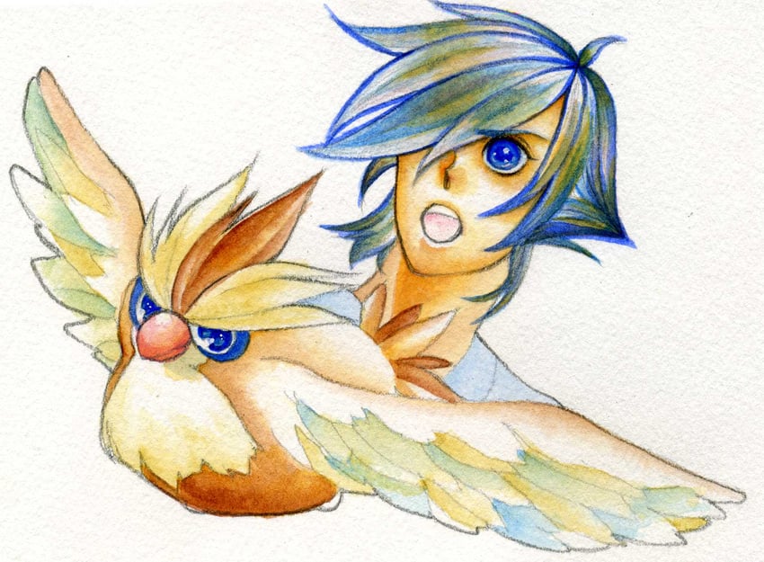 pidgey and falkner (pokemon and 1 more) drawn by ooo_(daihatisito)