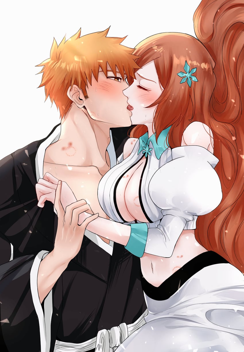 inoue orihime and kurosaki ichigo (bleach and 1 more) drawn by sela_(chanppu)