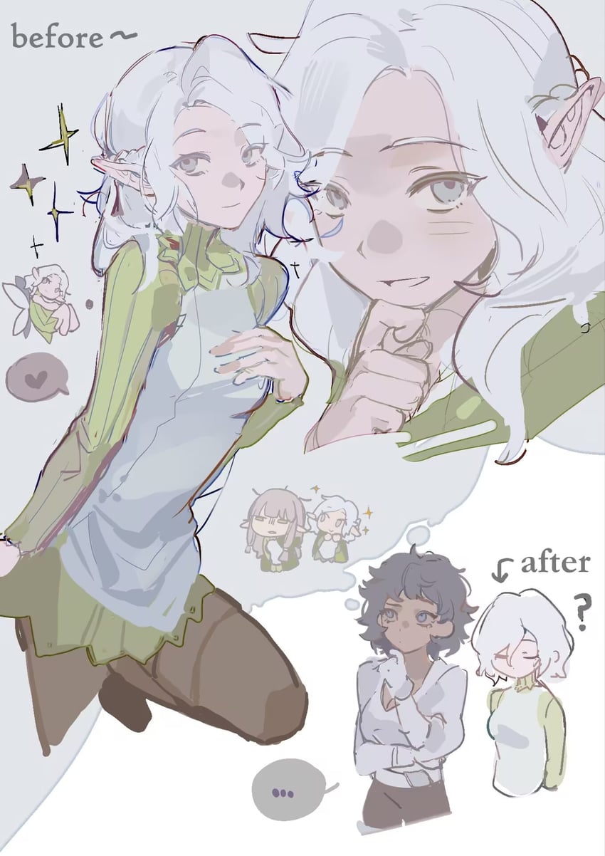 mithrun, kabru, milsiril, and fairy (dungeon meshi) drawn by shuiyemusan