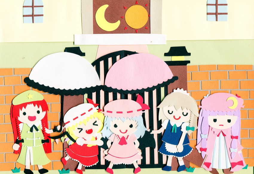 remilia scarlet, flandre scarlet, izayoi sakuya, patchouli knowledge, and hong meiling (touhou) drawn by poru_(tohopunk)