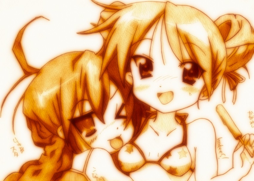 hiiragi kagami and izumi konata (lucky star) drawn by godees