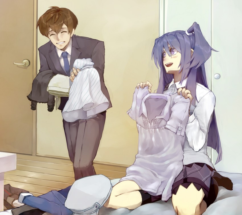 kazanari tsubasa and ogawa shinji (senki zesshou symphogear) drawn by yururi-ra
