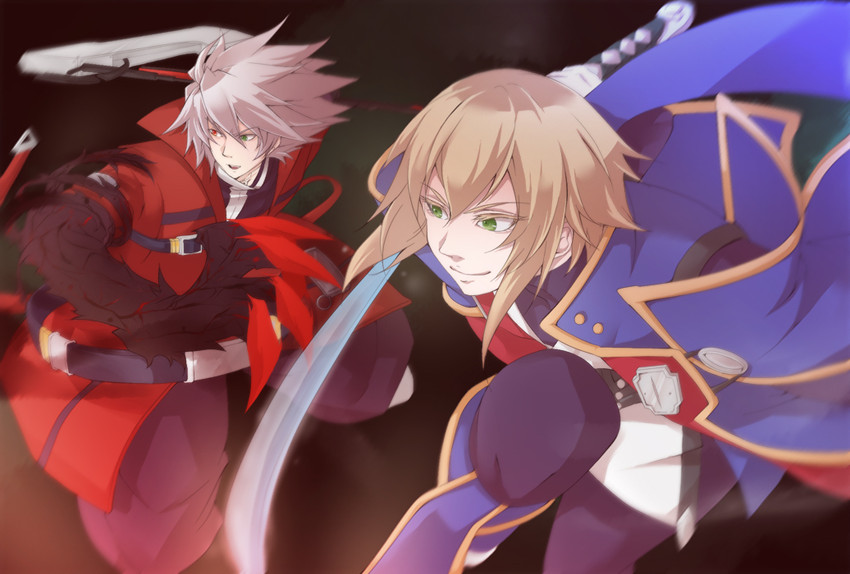 ragna the bloodedge and jin kisaragi (blazblue) drawn by fuki0422