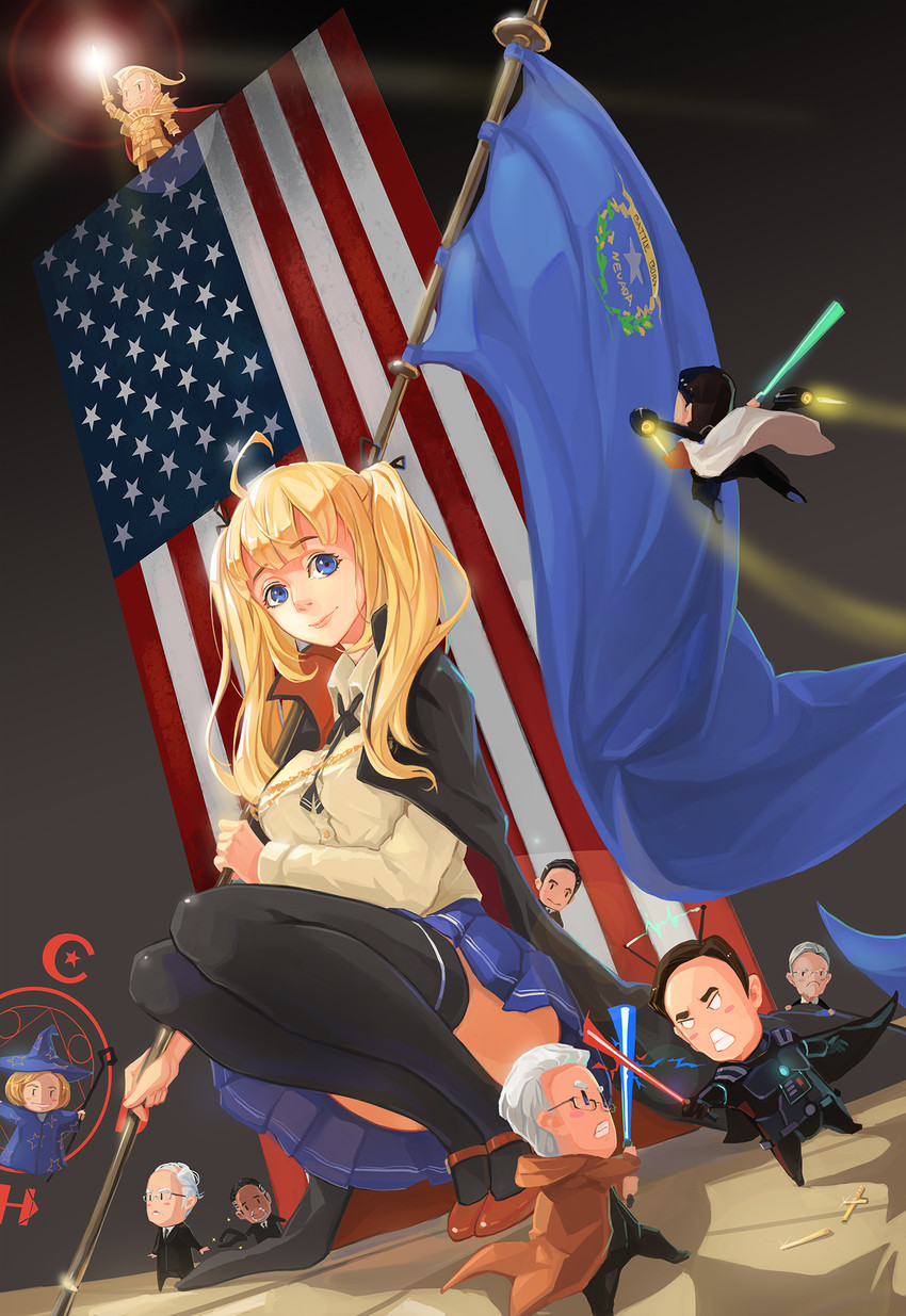 gilgamesh, donald trump, bernie sanders, hillary clinton, ben carson, and 6 more (fate and 4 more) drawn by sima_naoteng