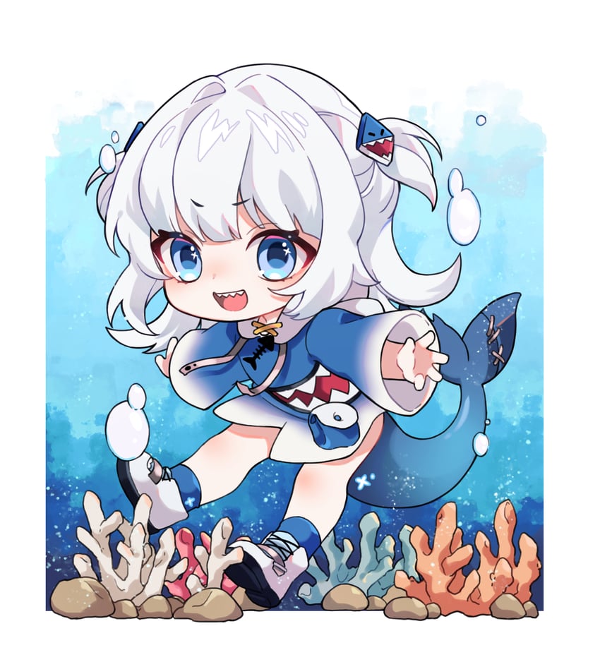 gawr gura (hololive and 1 more) drawn by usagi_(cecilia)