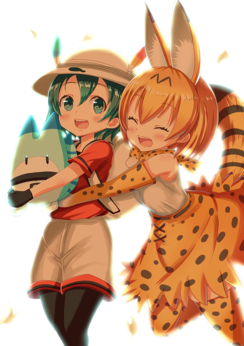 serval, kaban, and lucky beast (kemono friends) drawn by tenzeru