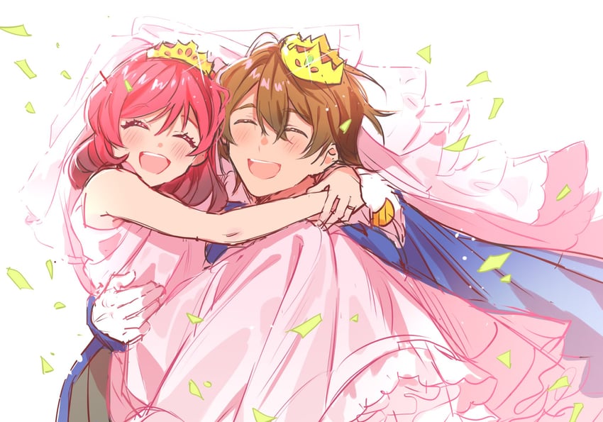 yumehara nozomi and kokoda kouji (precure and 1 more) drawn by wani_(mezo)