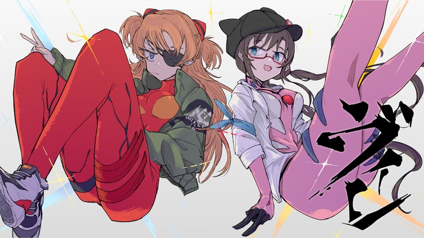 souryuu asuka langley and makinami mari illustrious (neon genesis evangelion and 2 more) drawn by nebano2