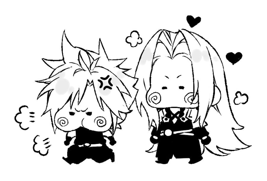 cloud strife and sephiroth (final fantasy and 2 more) drawn by soukeye