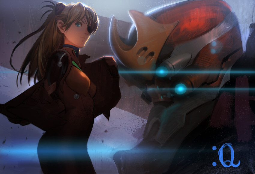 souryuu asuka langley and eva 02 (neon genesis evangelion and 2 more) drawn by sunkist