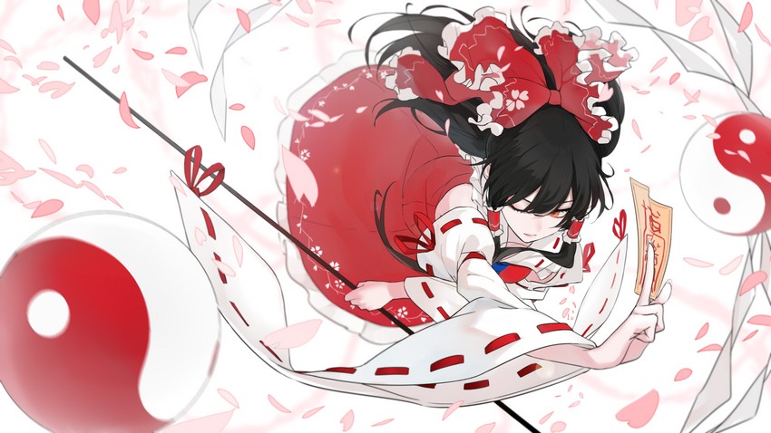 hakurei reimu (touhou and 1 more) drawn by xianjian_lingluan