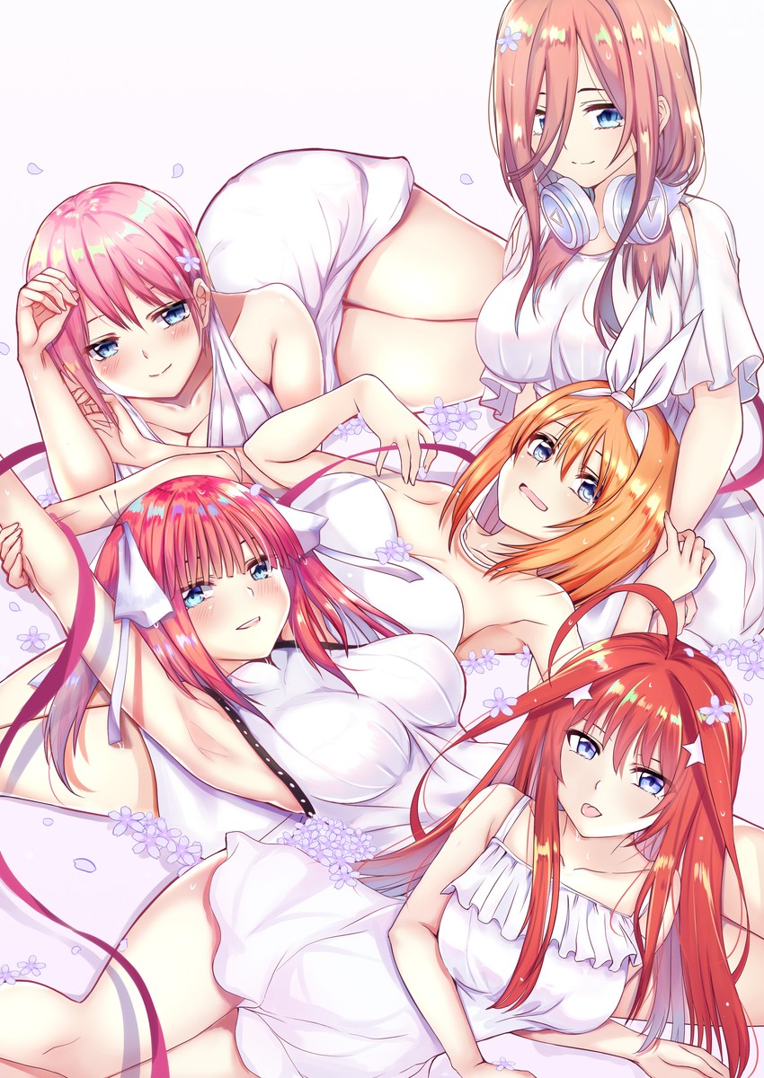 nakano nino, nakano miku, nakano yotsuba, nakano ichika, and nakano itsuki (go-toubun no hanayome) drawn by rinringyo