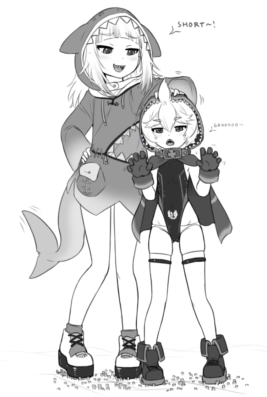 gawr gura and u-110 (hololive and 2 more) drawn by alloyrabbit