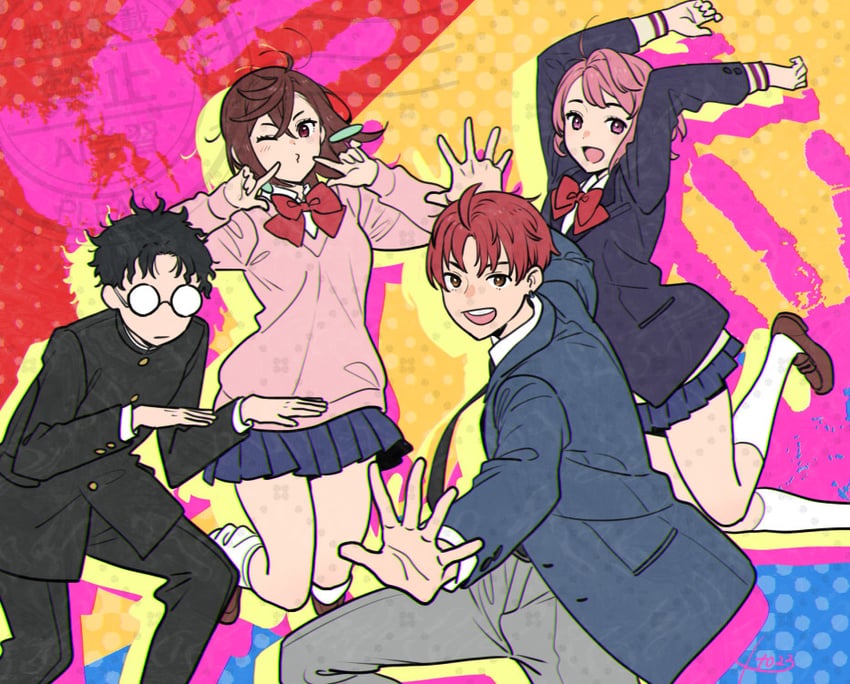ayase momo, takakura ken, shiratori aira, and enjoji jin (dandadan) drawn by ito_fumi