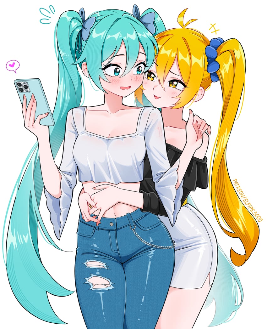 hatsune miku and akita neru (vocaloid) drawn by elpipe_3000