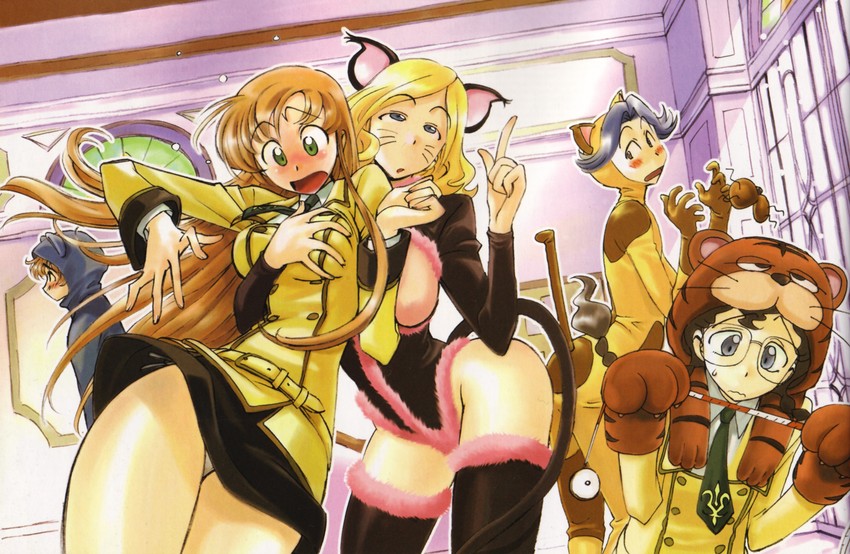 kururugi suzaku, shirley fenette, milly ashford, nina einstein, and rivalz cardemonde (code geass) drawn by kimura_takahiro and ookouchi_ricca