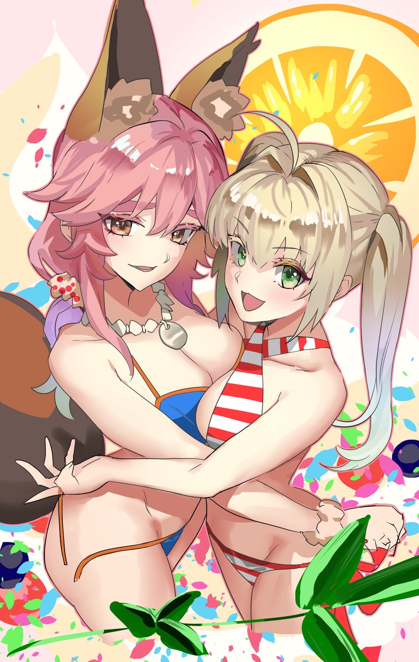 tamamo, nero claudius, and tamamo no mae (fate and 1 more) drawn by torimahera