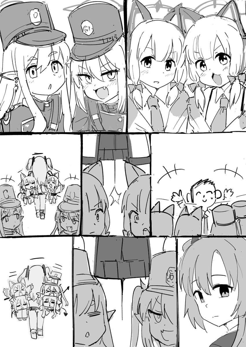 sensei, yuuka, doodle sensei, momoi, midori, and 2 more (blue archive) drawn by tenten_(chan4545)