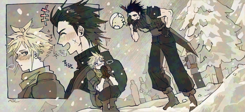 cloud strife and zack fair (final fantasy and 2 more) drawn by nul