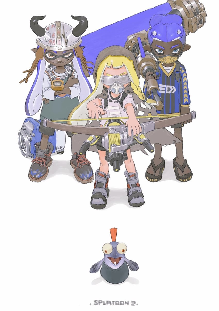 inkling player character, inkling girl, octoling player character, octoling boy, smallfry, and 3 more (splatoon and 1 more) drawn by chenrong96