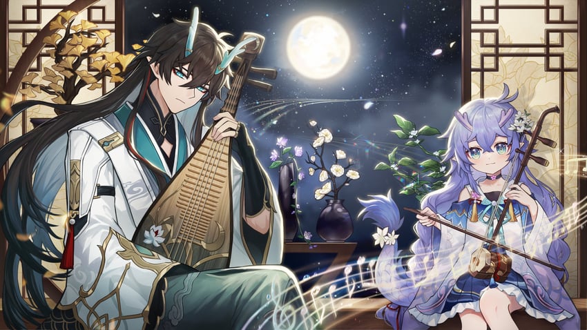 dan heng and bailu (honkai and 1 more) drawn by fractalmagnolia