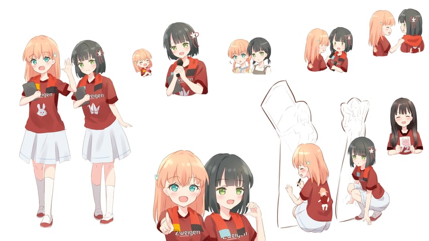 hinoshita kaho, momose ginko, nirei nozomi, sakurai hina, and tatsumi mikuru (love live! and 4 more) drawn by hanazora_satsuki