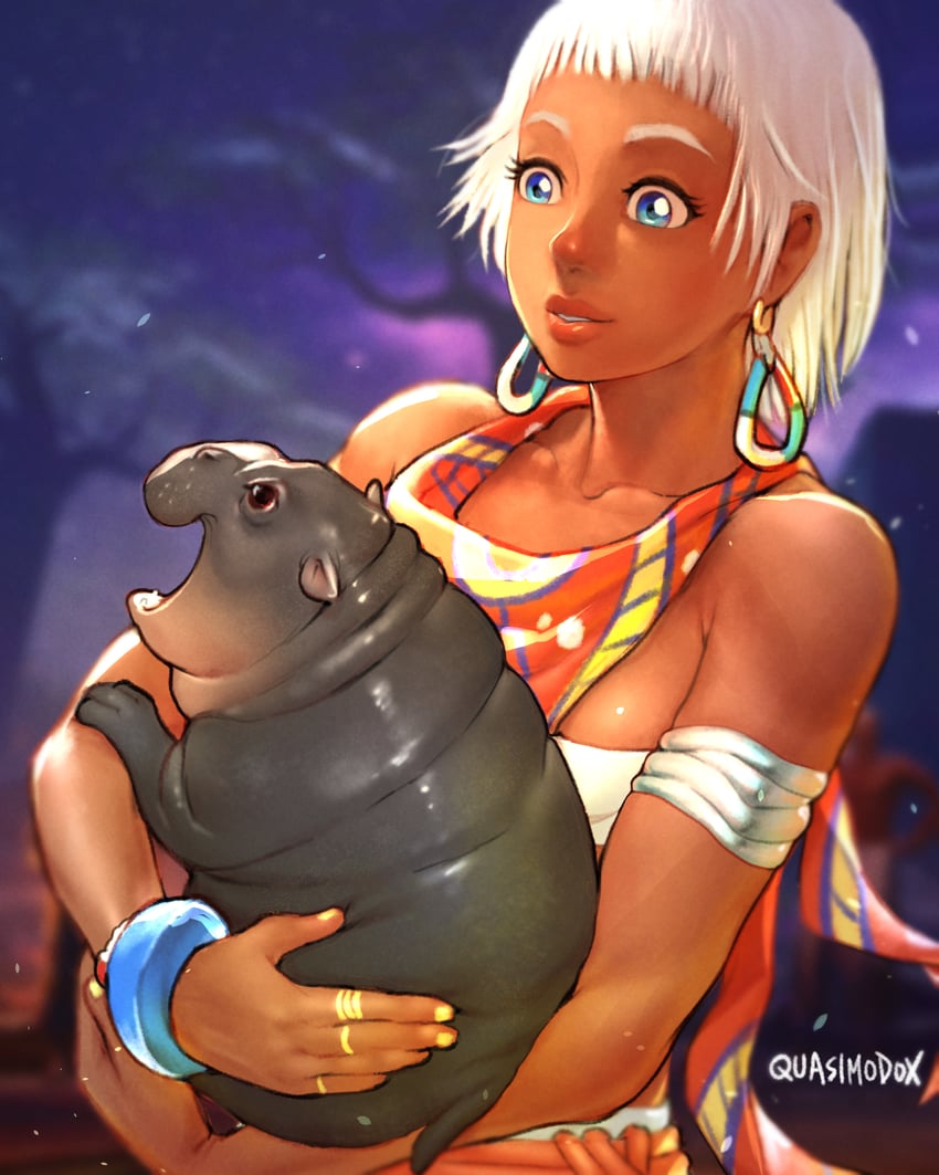 elena and moo deng (street fighter and 2 more) drawn by quasimodox