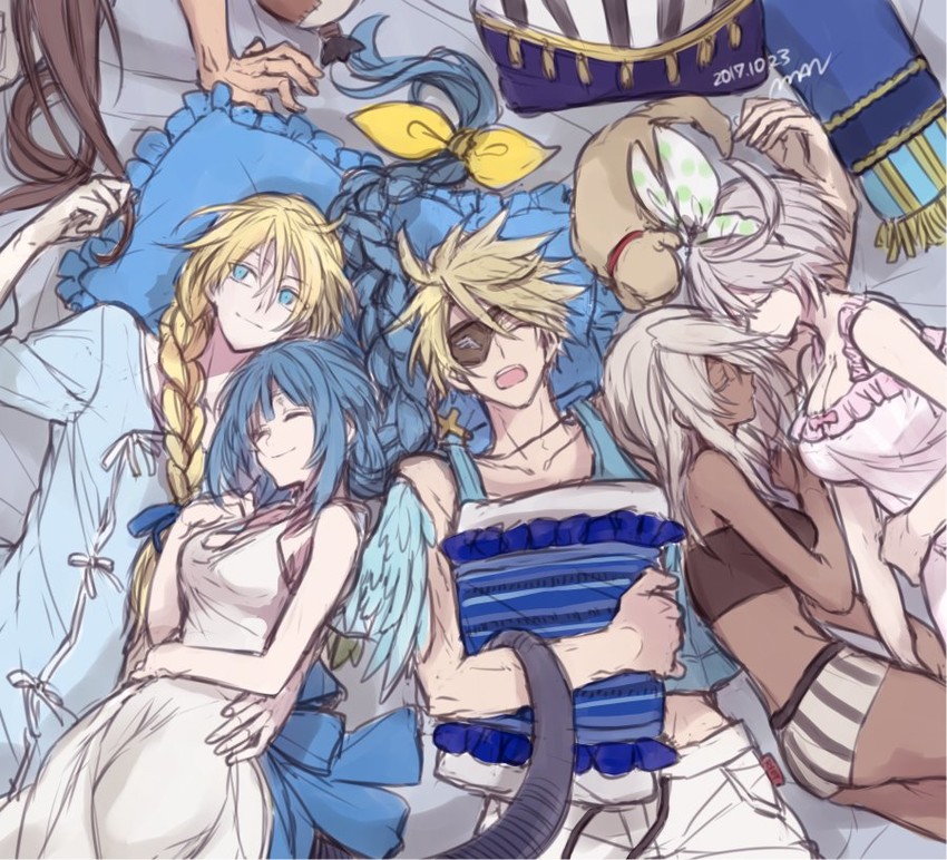 dizzy, ramlethal valentine, elphelt valentine, sol badguy, ky kiske, and 2 more (guilty gear and 1 more) drawn by maka_(morphine)