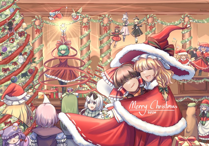 hakurei reimu, kirisame marisa, remilia scarlet, flandre scarlet, izayoi sakuya, and 15 more (touhou) drawn by there2007