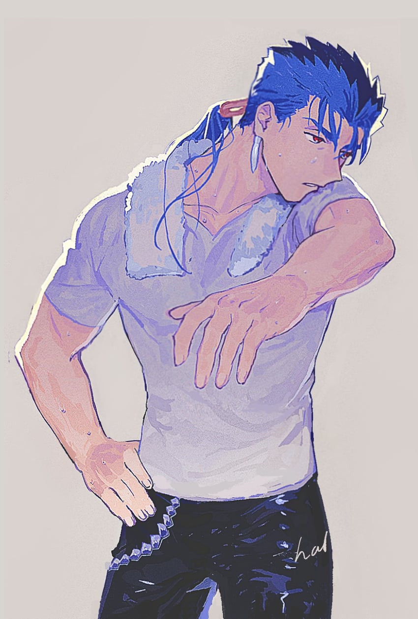cu chulainn (fate and 1 more) drawn by hal_(haaaalhal)