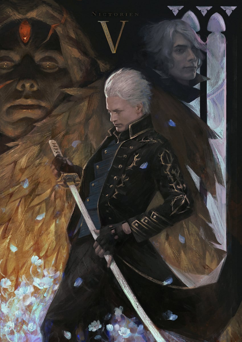 vergil and v (devil may cry and 2 more) drawn by nictorien