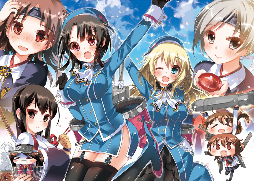 inazuma, akagi, ikazuchi, ryuujou, atago, and 3 more (kantai collection) drawn by himitsu_(iemaki)