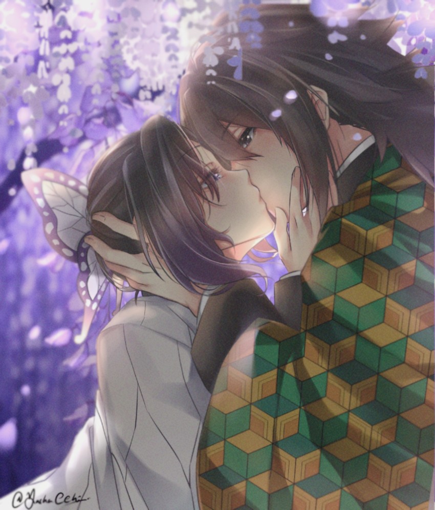 kochou shinobu and tomioka giyuu (kimetsu no yaiba) drawn by yashachi