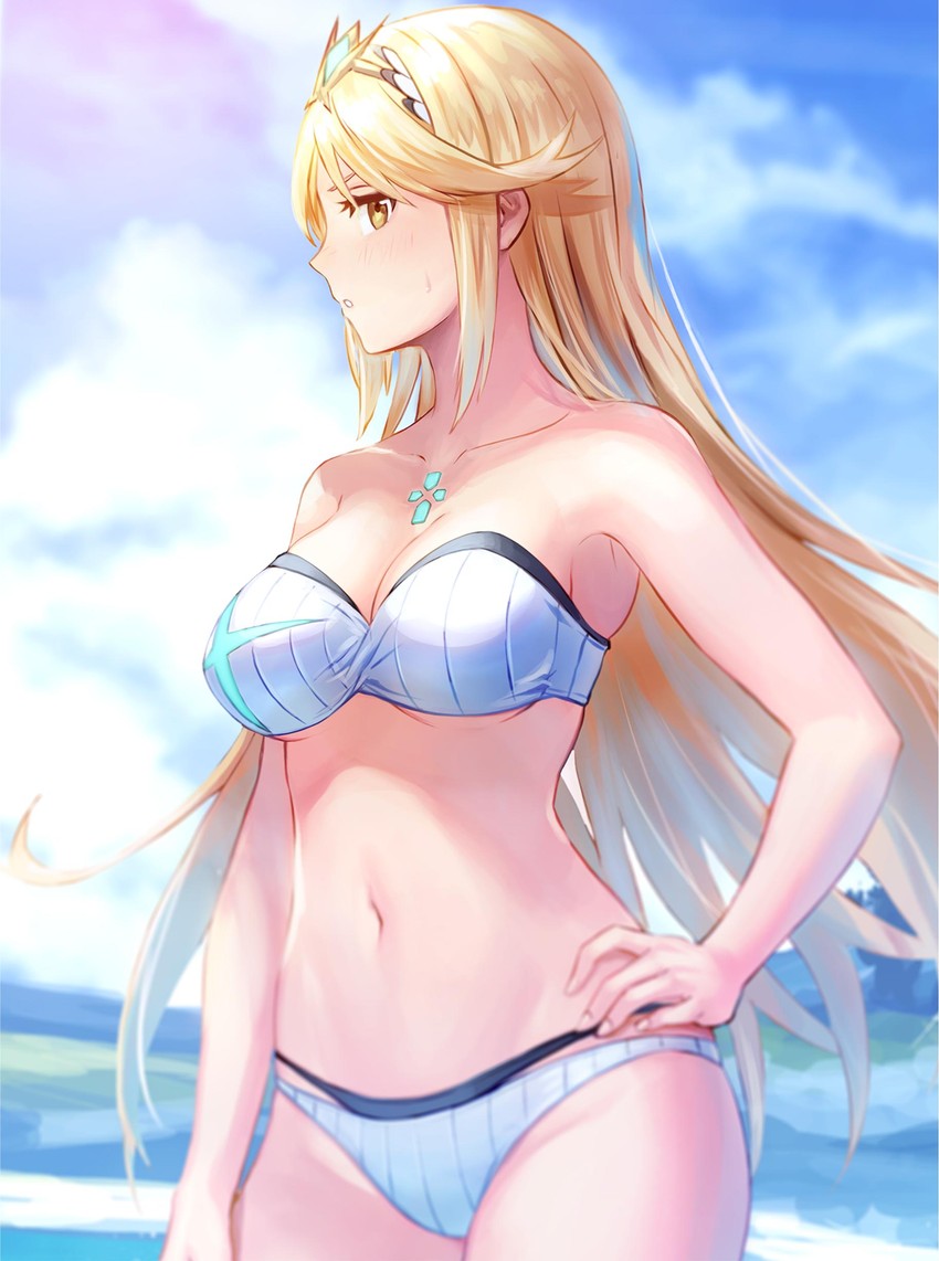 mythra (xenoblade chronicles and 1 more) drawn by anbe_yoshirou