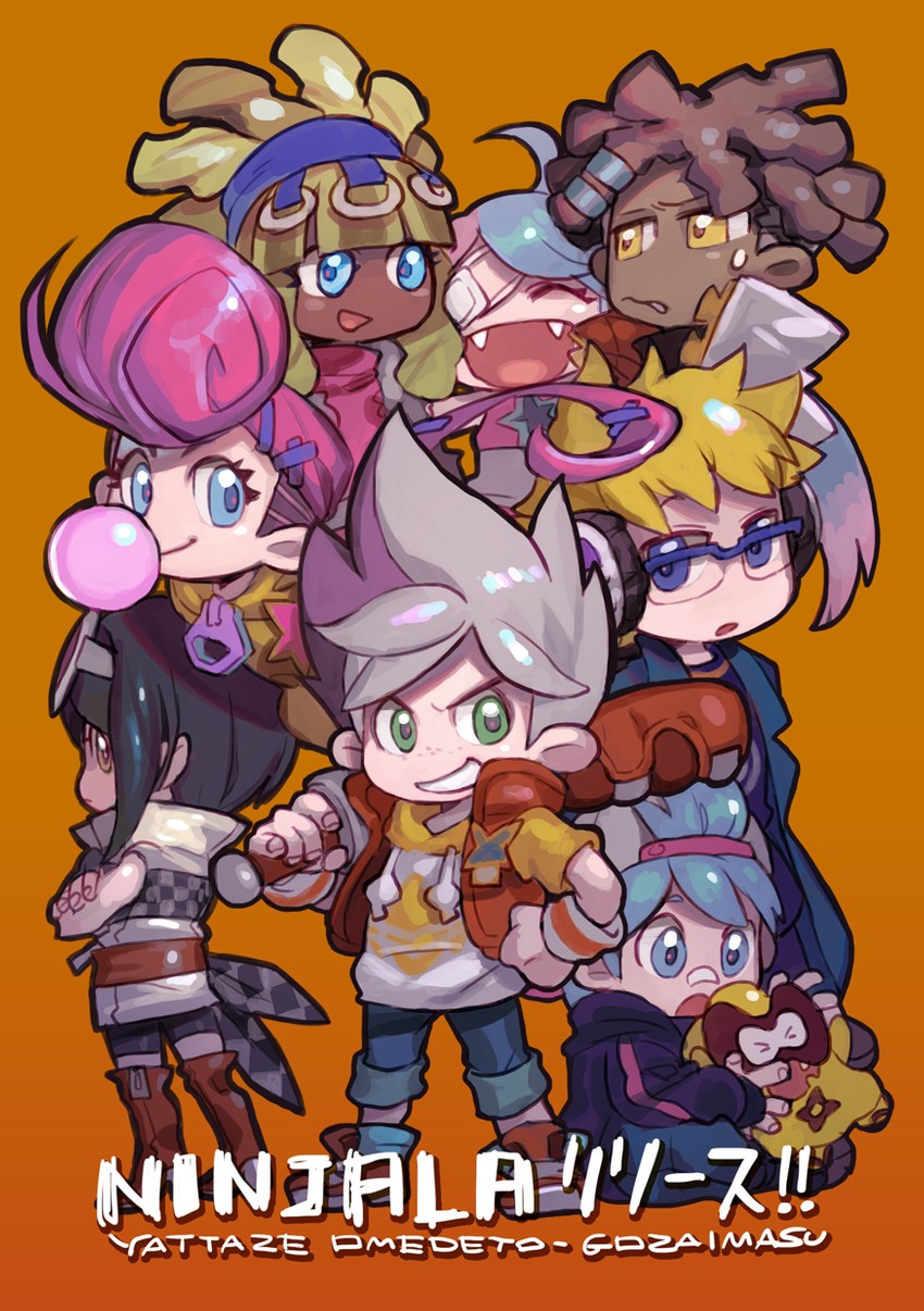 gumchi, kappei, berecca, van, lucy, and 4 more (ninjala) drawn by nun_(cnrf3882)
