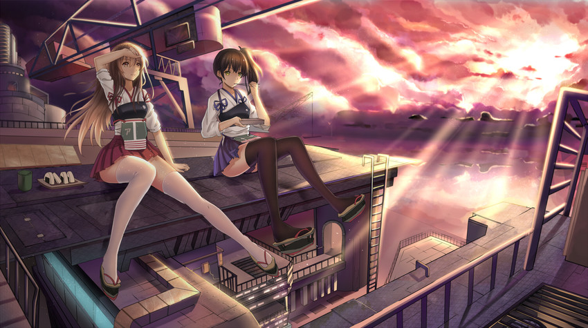 kaga and akagi (kantai collection) drawn by yeluno_meng