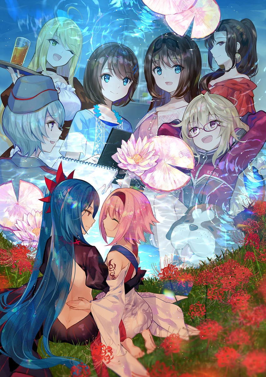 otori ai, mugendo saki, yanagiya kokoro, marie mahler, tachibana nana, and 4 more (yumeutsutsu re:master) drawn by fuzichoco