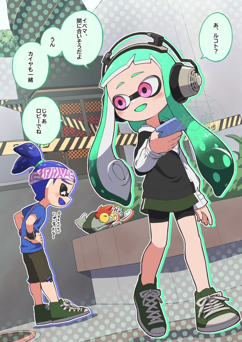 inkling player character, inkling girl, inkling boy, and smallfry (splatoon and 1 more) drawn by pikakero79