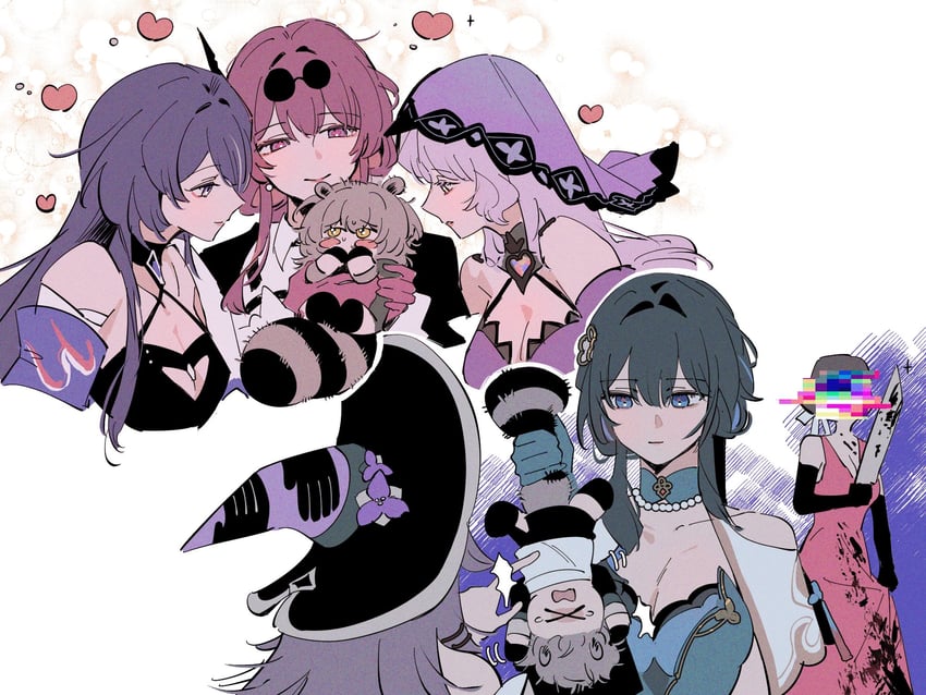 trailblazer, stelle, kafka, acheron, herta, and 4 more (honkai and 1 more) drawn by d0600059994959