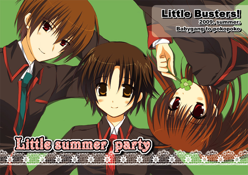 natsume rin, naoe riki, and natsume kyousuke (little busters!) drawn by pokopi