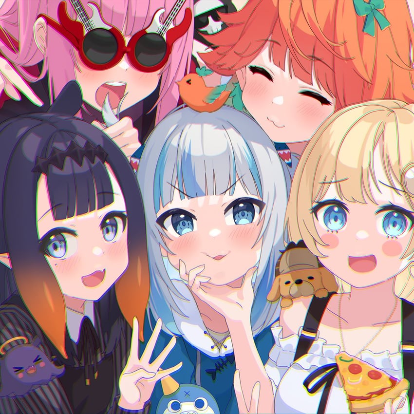 gawr gura, mori calliope, ninomae ina'nis, takanashi kiara, watson amelia, and 5 more (hololive and 1 more) drawn by samidarenomao
