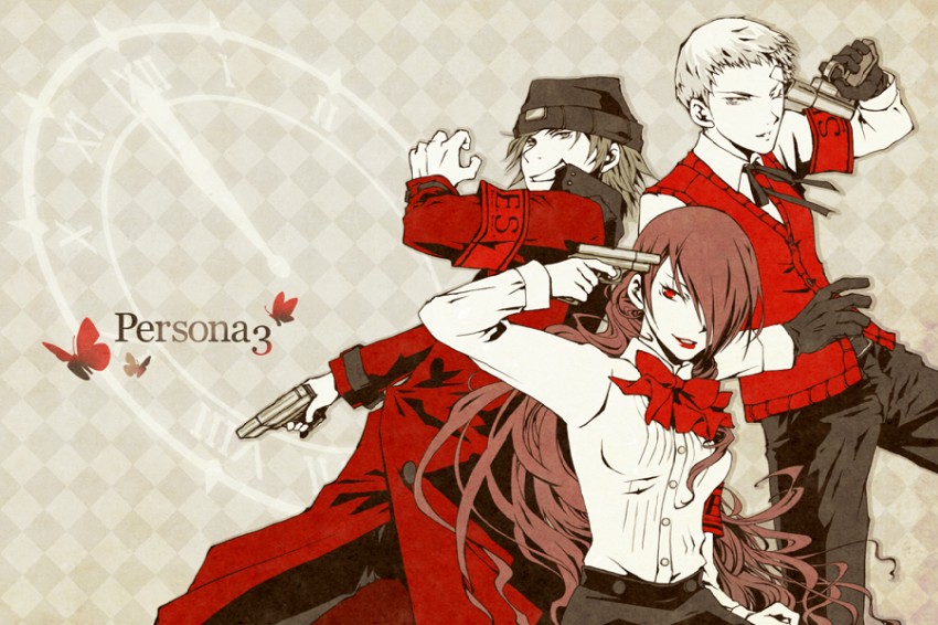 kirijou mitsuru, sanada akihiko, and aragaki shinjirou (persona and 1 more) drawn by gengendou