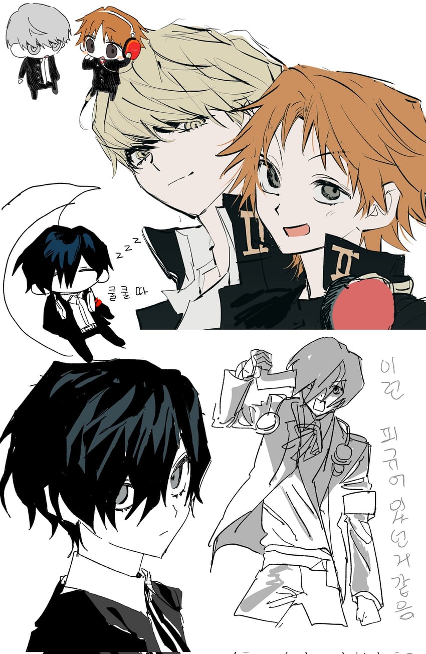 narukami yu, yuuki makoto, and hanamura yousuke (persona and 2 more) drawn by goguma_wagamja