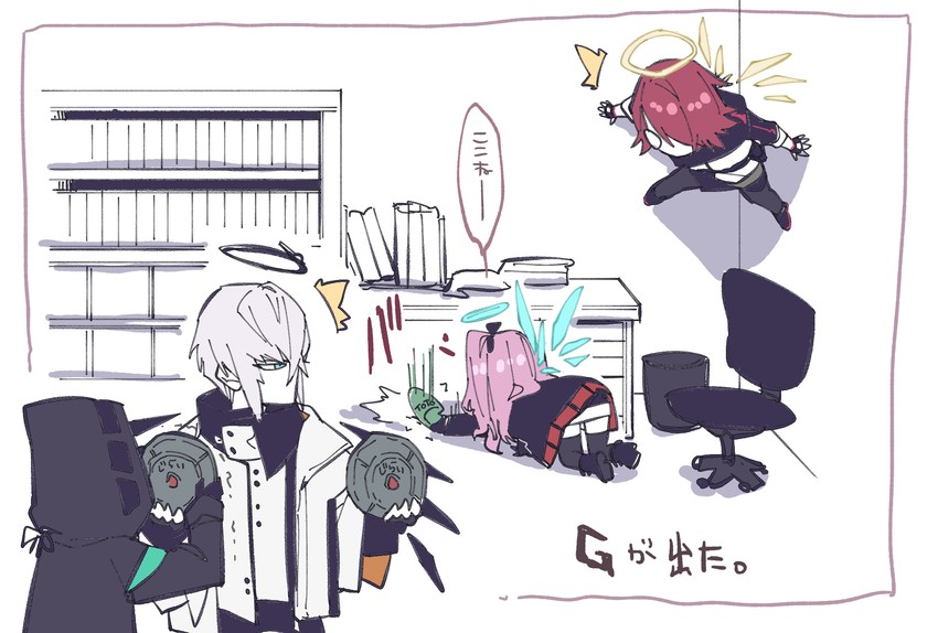 doctor, exusiai, executor, and ambriel (arknights) drawn by koryuu_(gackter10)