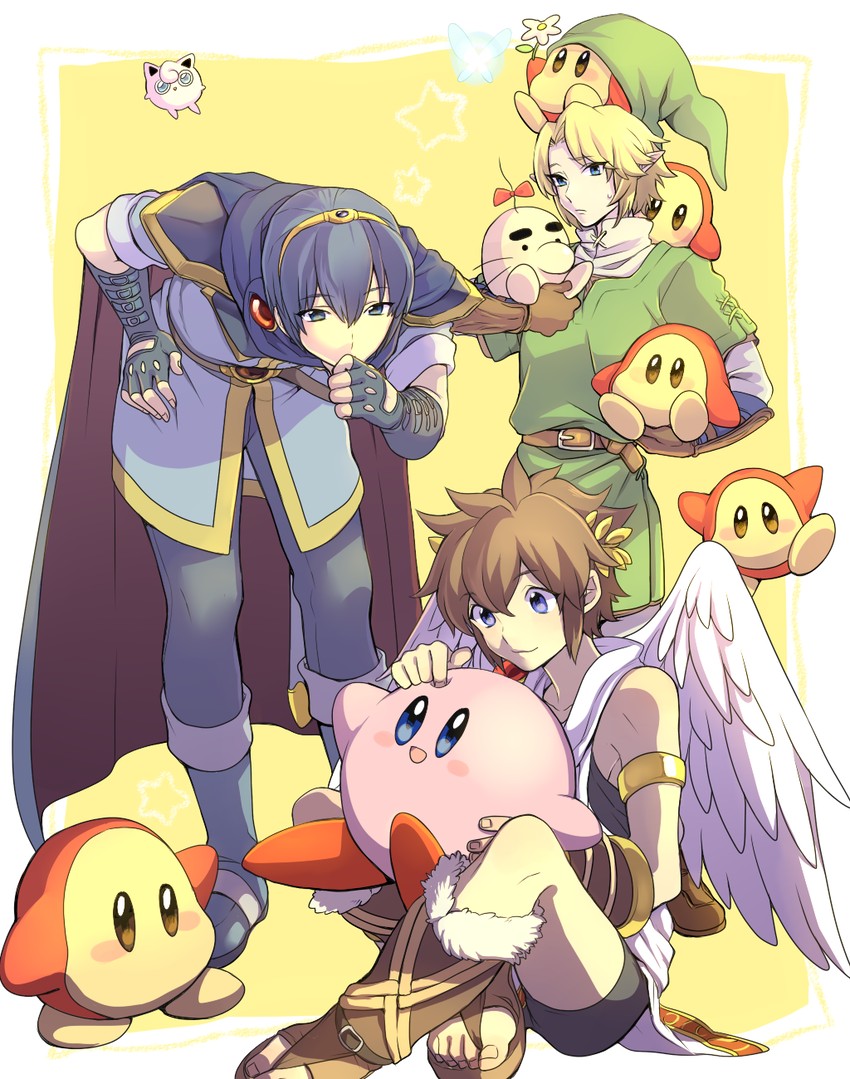 link, kirby, jigglypuff, pit, marth, and 2 more (pokemon and 8 more) drawn by kudou_akira